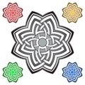 Floral logo template in Celtic knots style. Stylish tattoo mandala symbol. Silver ornament for jewelry design and samples of other