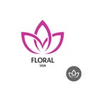 Floral logo with three leaves of linear smooth elegant style