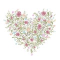 Floral love bouquet for your design, heart shape Royalty Free Stock Photo