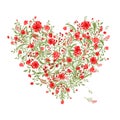 Floral love bouquet for your design, heart shape Royalty Free Stock Photo