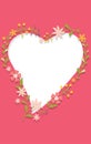 Floral love heart colourful pink
