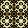 Floral luxury greek vector seamless pattern. Ornamental Baroque style background. Ornate repeat backdrop. Vintage gold