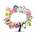 Floral magic tree, sketch for your design Royalty Free Stock Photo