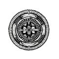 Floral mandala. Circular monochrome pattern Royalty Free Stock Photo