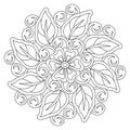 Floral mandala. Coloring book. Flower, leaves and decorative elements Royalty Free Stock Photo