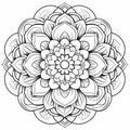 Floral Mandala Coloring Page - Inlay Style Monochromatic Realism