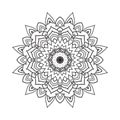 Floral mandala line art vector. Kids coloring page. Arabic decoration mandala pattern illustration. Black and white mandala Royalty Free Stock Photo