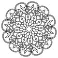 Floral mandala style with black line, coloring book page, natural theme