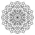 Floral mandala style with black line, drawing with natural theme