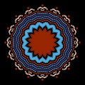 Floral mandala. Textured tribal ethnic vector background. Round mandala with zig zag stitching. Beautiful tapestry colorful
