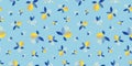 Floral mediterranean modern summer lemon repeating pattern.