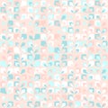 Floral mid century retro pattern, mint pink. Abstract peach and mint background.