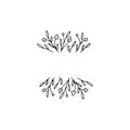 Floral minimalistic icon, vector graphics. Hand drawn branches with leaves.