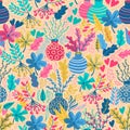 Floral modern hand drawn pattern Royalty Free Stock Photo