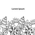 Floral monochrome background, Lorem Ipsum hand drawn background ink graphic art design elements stock vector illustration