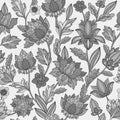 Floral monochrome texture pattern