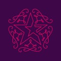 Floral monograms design template with star, graceful lineart log