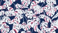 Floral monstera palm seamless pattern vector