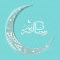 Floral moon with Arabic text for Eid celebration. Royalty Free Stock Photo