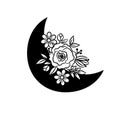 Floral moon bohemian vector outline illustration vector silhouette.