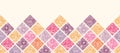 Floral mosaic tiles horizontal seamless pattern