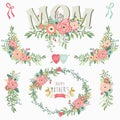 Floral Mother`s Day Elements