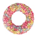 Floral multicolored dried wreath isolated over white