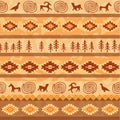 Aztec seamless pattern with animals silhouette. Tribal geometric