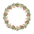 Floral natural boho wreath. Seasonal autumn elegant frame. Hand drawn rustic elegant round frame. Countryside wreath