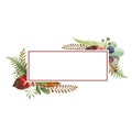 Floral natural forest frame. Seasonal autumn elegant decoration. Hand drawn rustic elegant frame. Festive thanksgiving