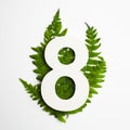 Floral number eight. Beautiful green leaves and fern foliage numbers.