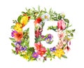 Floral number 15 fifteen from flowers. Watercolor for discount sticker