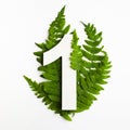 Floral number one, Beautiful green leaves and fern foliage numbers.