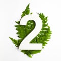 Floral number two. Beautiful green leaves and fern foliage numbers.