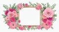 A floral occasion frame for wedding or birthday invitation on white background Royalty Free Stock Photo