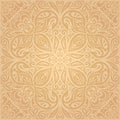 Floral Ocher ecru vector pattern wallpaper mandala design