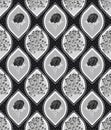 Floral ogee seamless pattern tile in silver grayscale colors Royalty Free Stock Photo