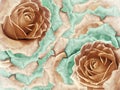 Floral orange background from roses. Flowers and petals of a orange and turquoise roses. Place for text. Royalty Free Stock Photo