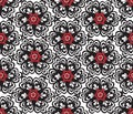 Floral oriental seamless ornament. Ornamental tile pattern with flower bloom in traditional eastern asian style