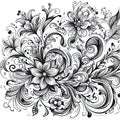 Illustration of floral ornament in ethnic style