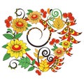 Floral ornament in Hohloma style. Russian folklore