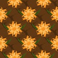 The floral ornament. Seamless pattern. Abstract flowers and leaves on the background mesh. Drawn a ragged brush. Royalty Free Stock Photo