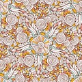 Floral ornamental pattern in vector for coloring book page or fashion textile design Royalty Free Stock Photo