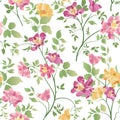 Floral ornamental seamless pattern. Flower bouquet background.