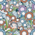 Floral and ornamental spring item seamless pattern. abstract flowers. colorful