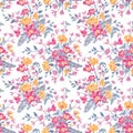 Floral ornamental white seamless pattern. Flower garden backgrou