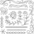 Floral ornaments and decorative elements, isolated on white background Royalty Free Stock Photo