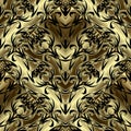 Floral ornate gold Baroque 3d vector seamless pattern. Antique ethnic style ornamental background. Vintage floral Damask ornament Royalty Free Stock Photo