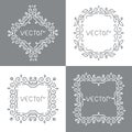 Floral outline frames and borders. Monogram mono Royalty Free Stock Photo