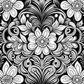 Floral outline pattern seamless design background_021